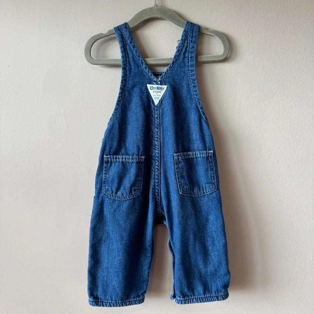 Vintage Osh Kosh‎ B’Gosh Baby Red Green Plaid Flannel Denim Overalls 6-9 months